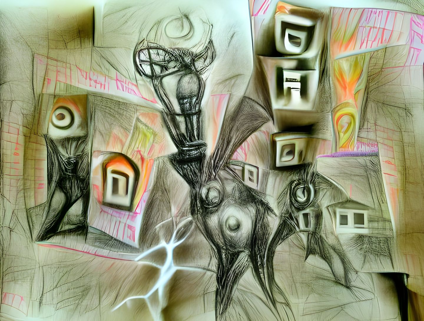 Dark Dadaism Concept Art in Cubist Style
