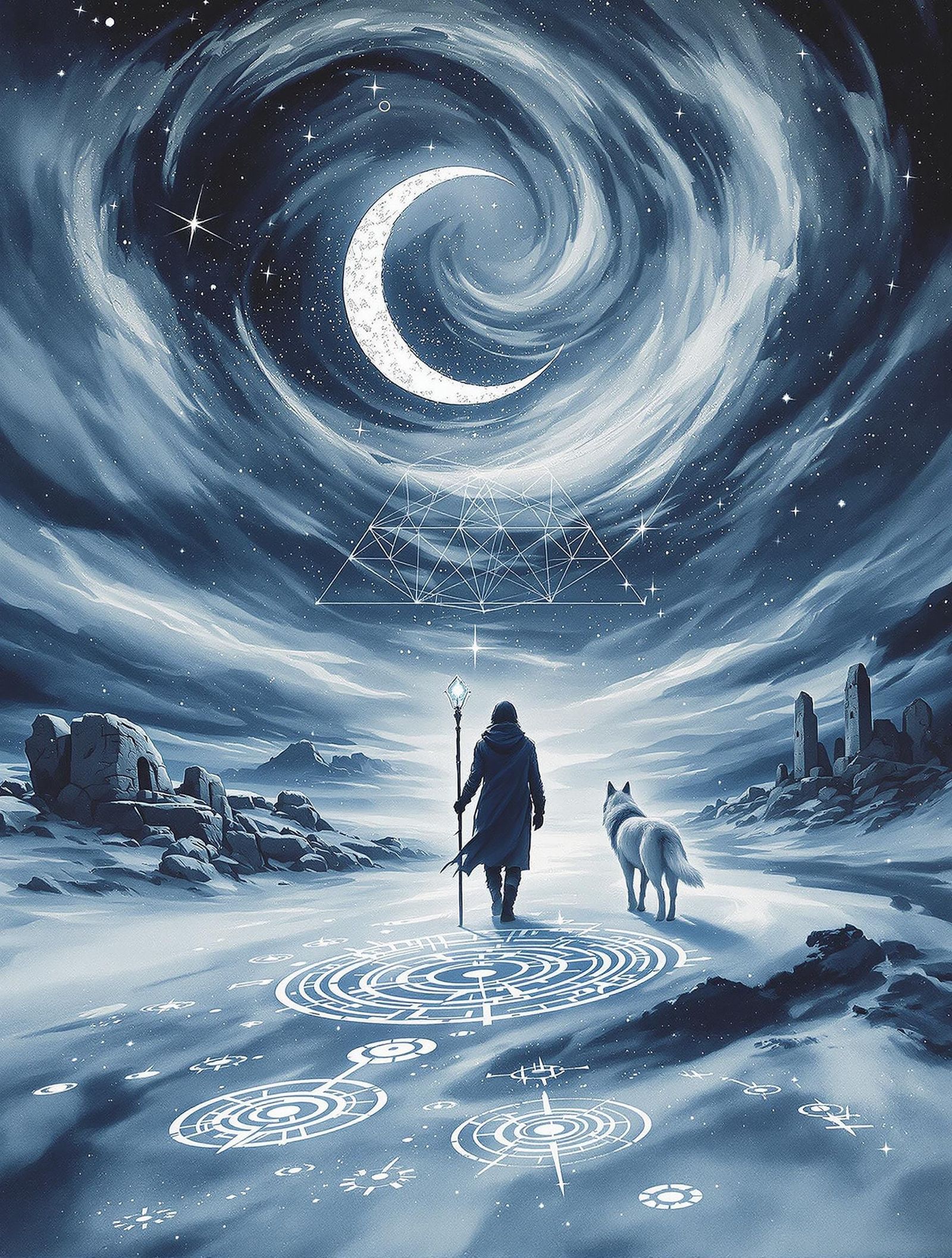 Walking the Moonlit Path in Soft-Focus Ink Washes