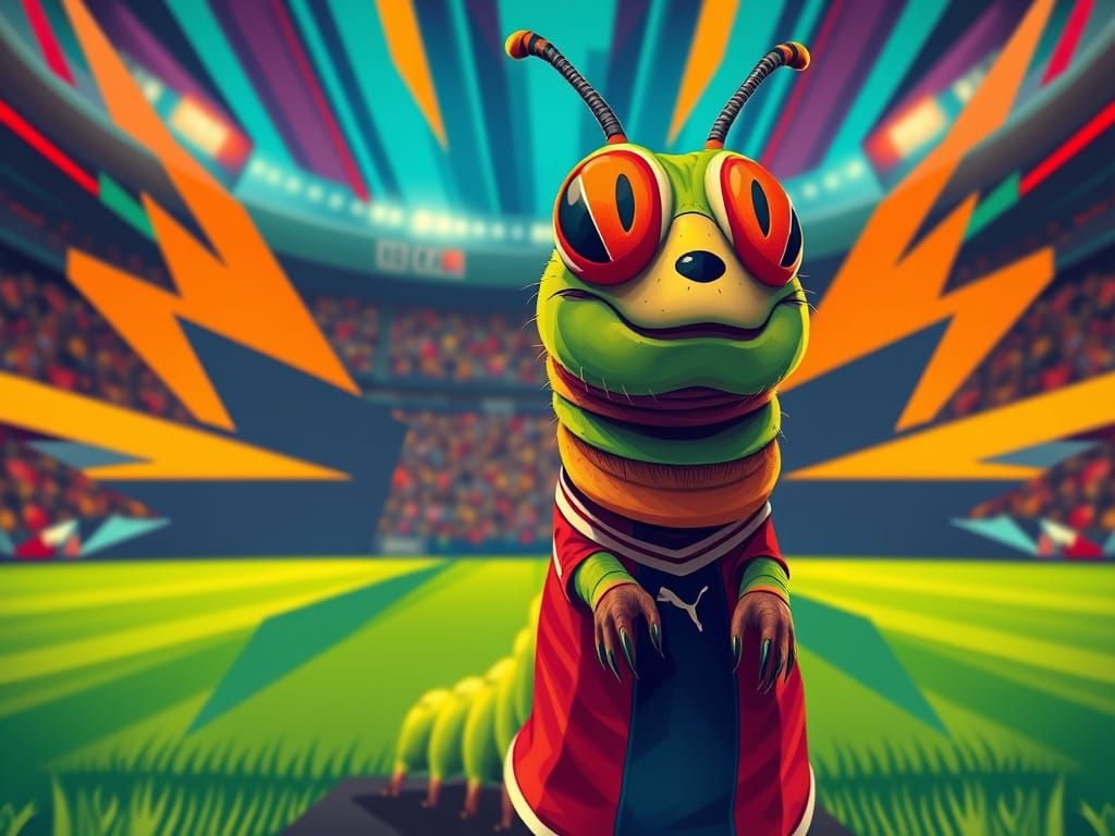 Excited Caterpillar watches his favourite Soccer team