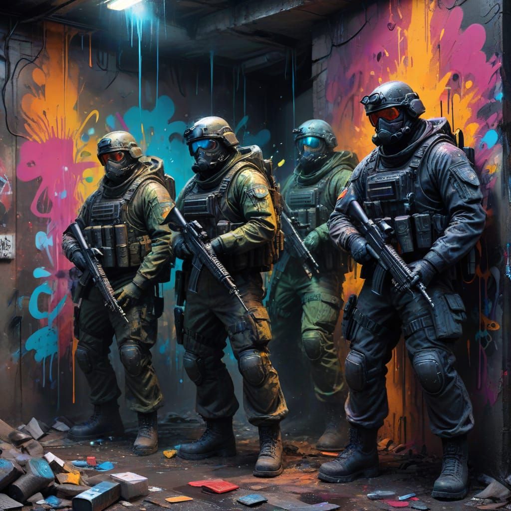 Elite Soldiers Ambush in Vibrant Street Art Scene