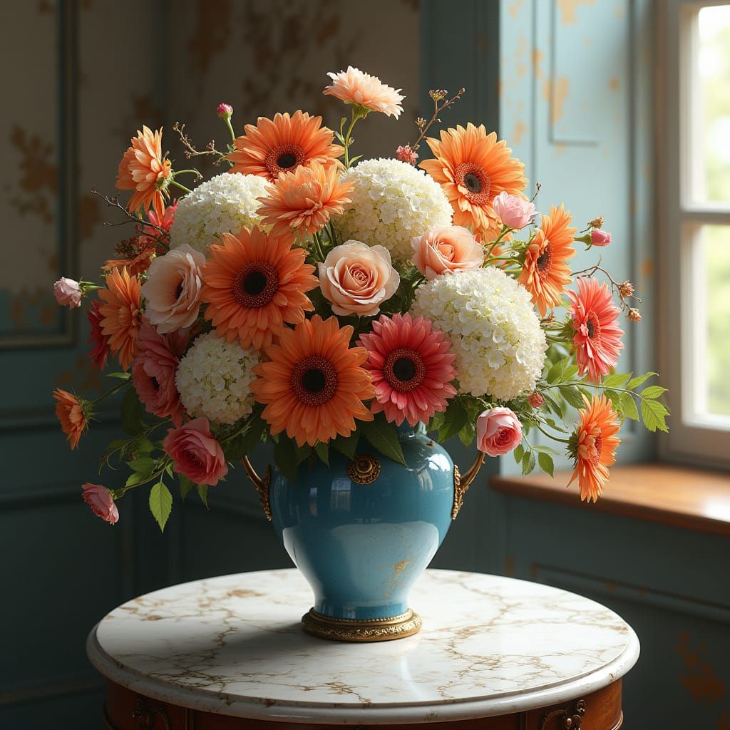 Floral Still Life in Oil Painting Style