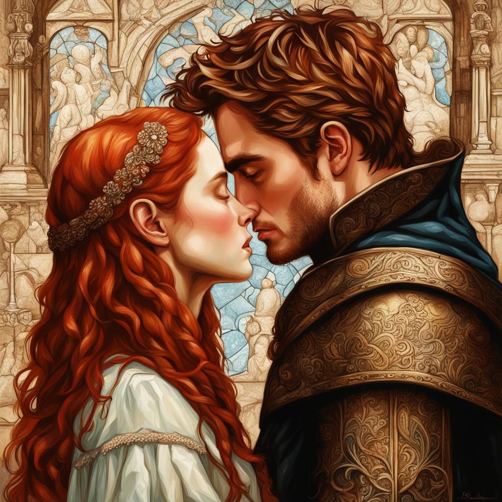 Medieval Kiss: Digital Art Poster