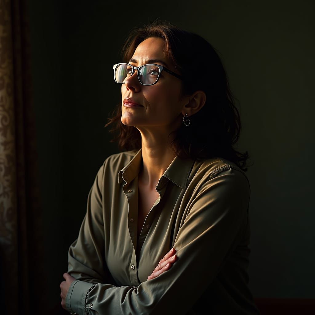 Cinematic Portrait of a Literature Teacher in Thought