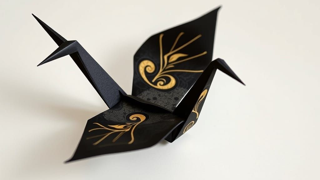 Origami Crane in Japanese Art Style