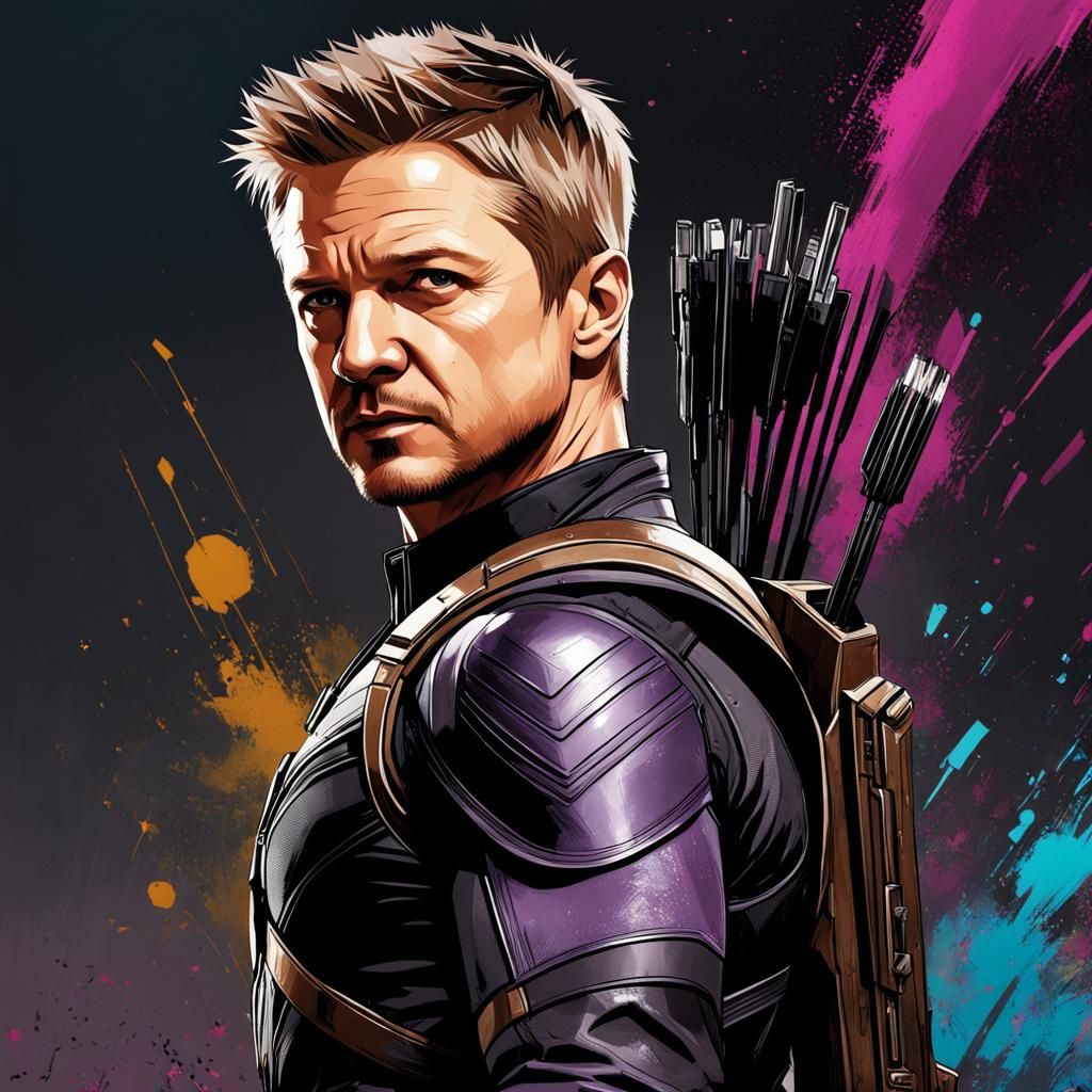 Clint Barton Portrait in Polychromatic Gouache