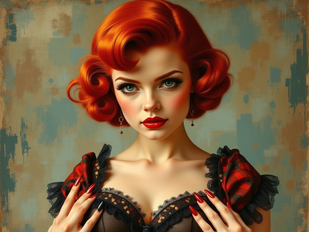 1950s Pin-Up Girl with Red Hair