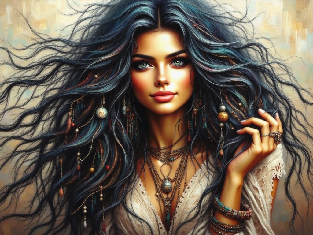 Bohemian Goddess Dancing in Psychedelic Ballet