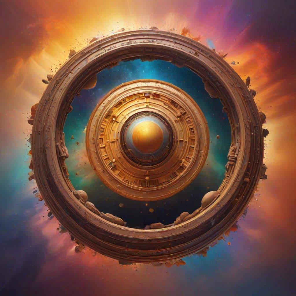 Surreal Pantheon Shaping Stardust in Cosmic Spiral