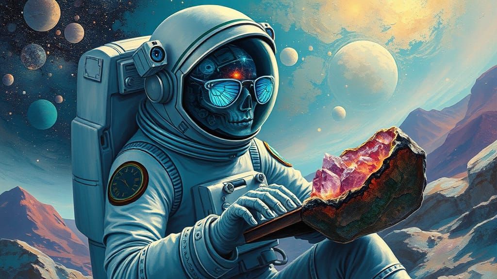 Surreal Astronaut Discovers Ancient Robotic Keyboard on Alie...