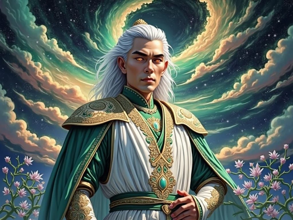 Emerald Crystal Vietnamese Man in Fantasy Art Style