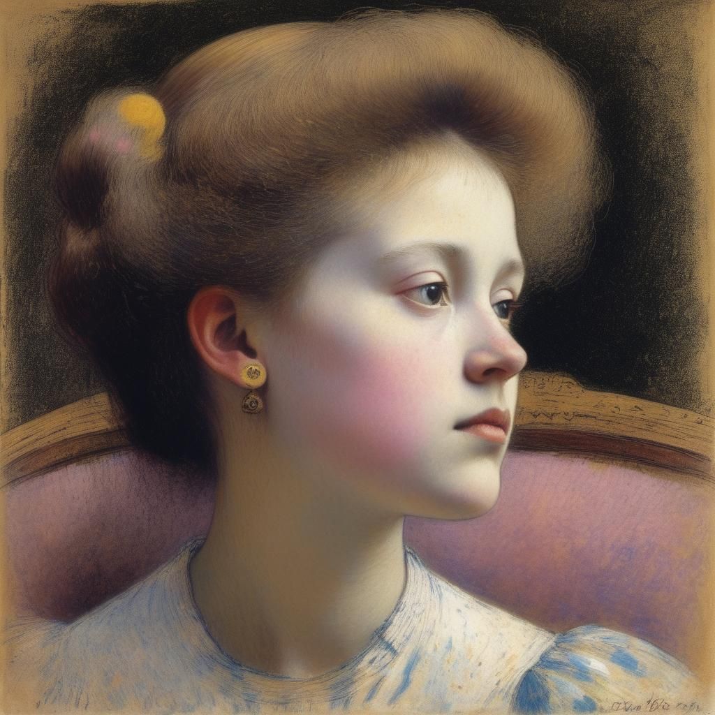 Beatrice Portrait, 1897, in Pastel Lithograph Style