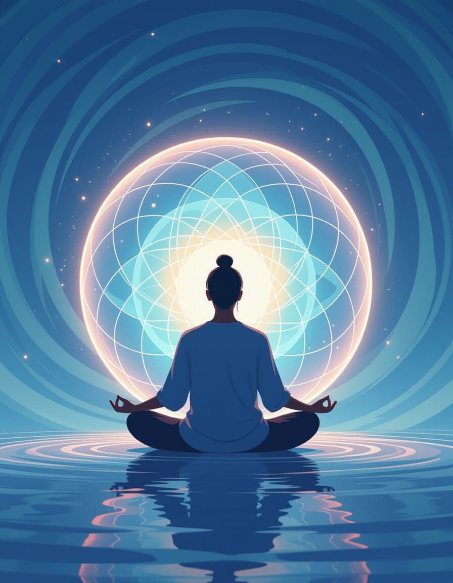 Meditative Character in Ethereal Light Sphere