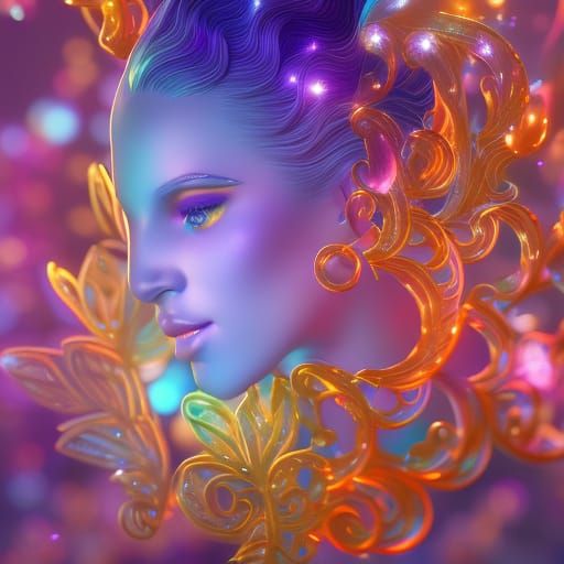 Blown Glass Seahorse with Glitter and Lights