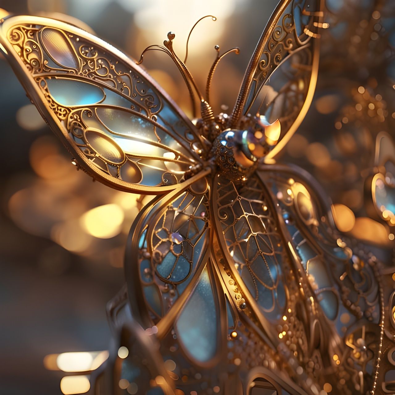 Crystalline Butterfly with Intricate Wing Details