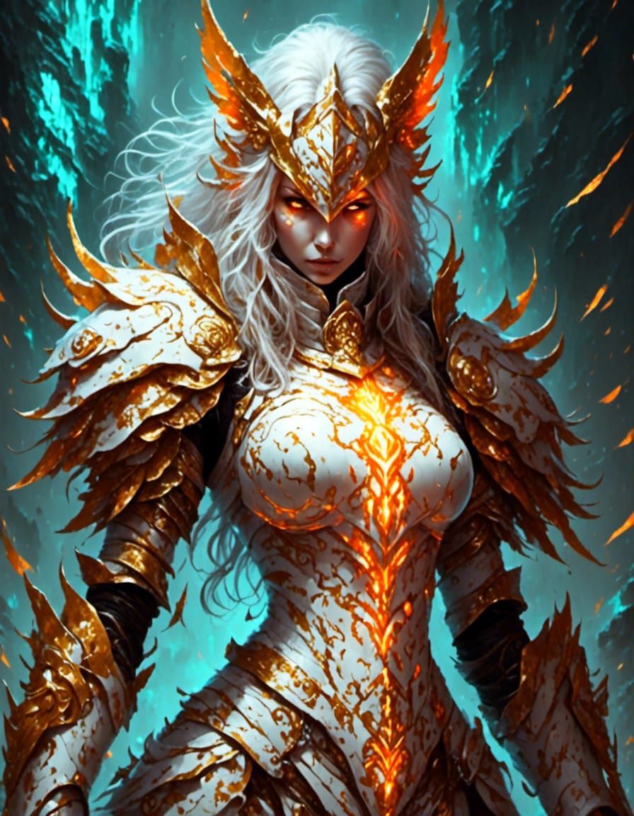 Epic Evil Paladin in Fiery Dreamcore Aetherpunk Style