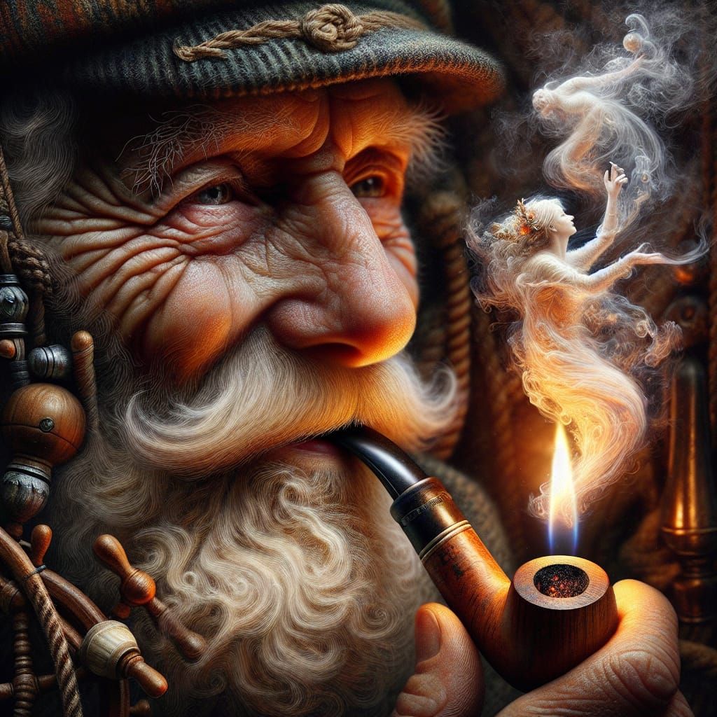 Old Sailor's Pipe Dream in Ship's Quarters