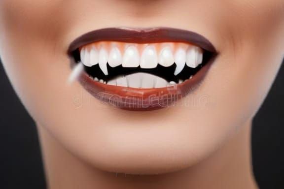 Fangs Displayed on Black Background