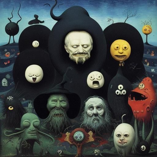 Distorted Portrait in Expressionist Surrealist Style