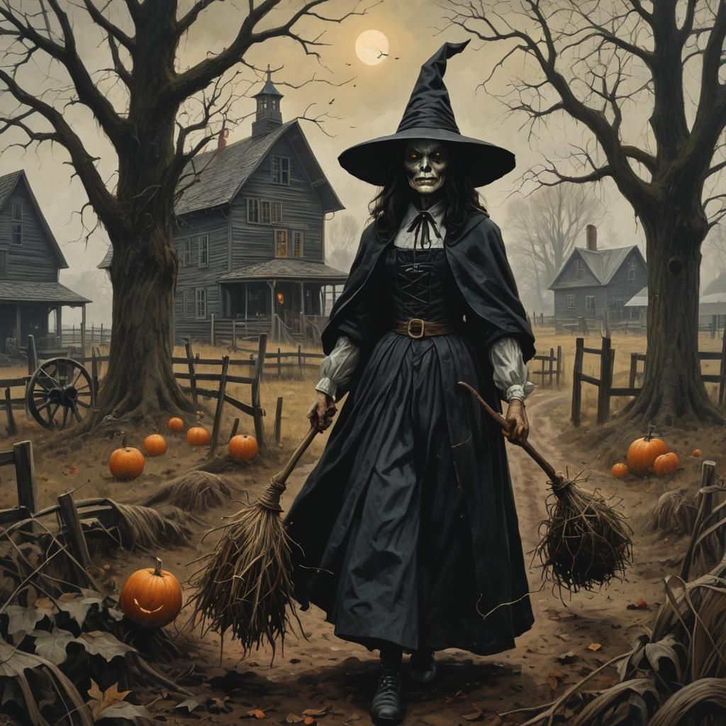 Sinister Puritan Witch of Salem Farm: Crop Horror