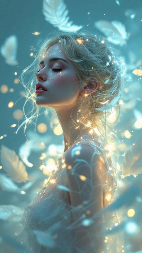 Ethereal Woman in Fleeting Dreamscapes