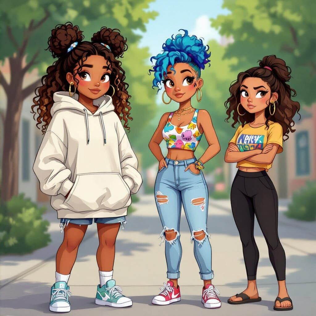 Streetwear Friends on a City Sidewalk