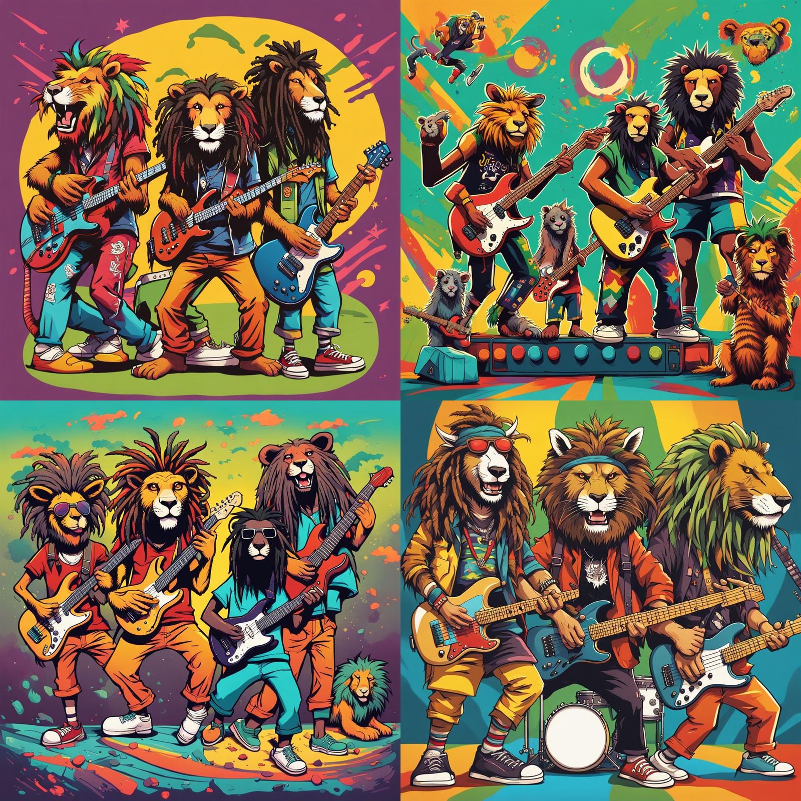 Cartoon Animal Band in Anime Style