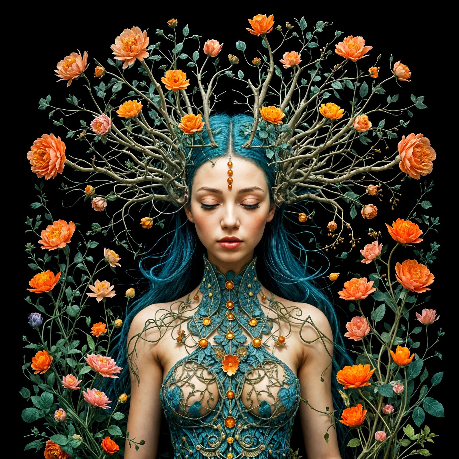 Whimsical Floral Collage in Intricate Detail