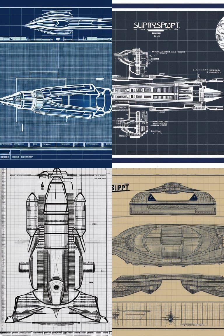 Detailed Spaceship Blueprint Schematic