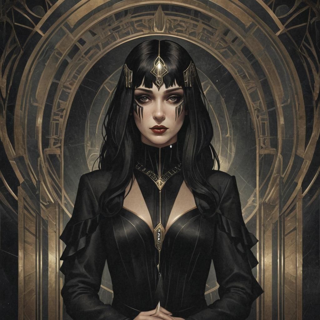 Grimdark Scene in Art Deco Style