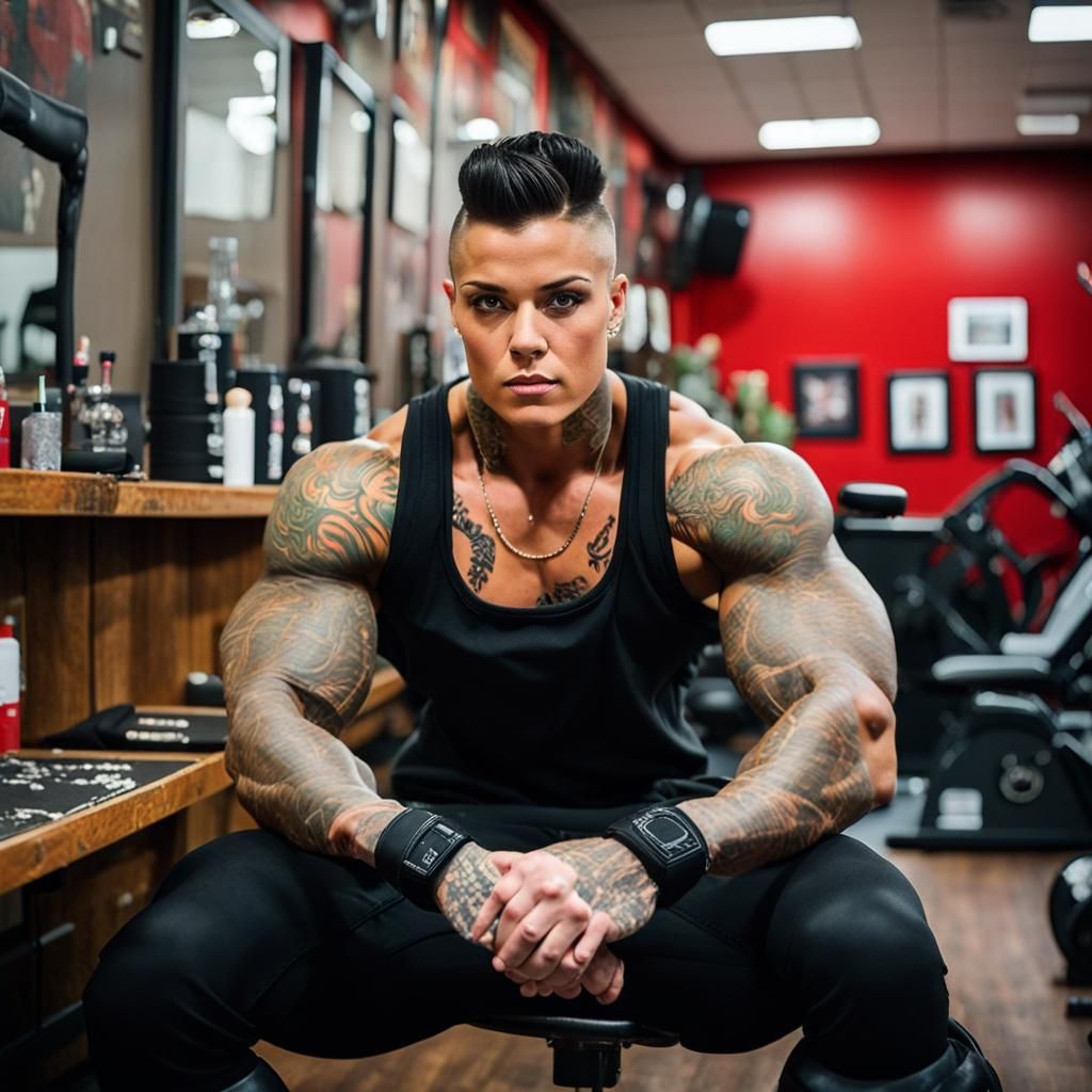 Muscular Tattoo Artist in Photorealistic Style