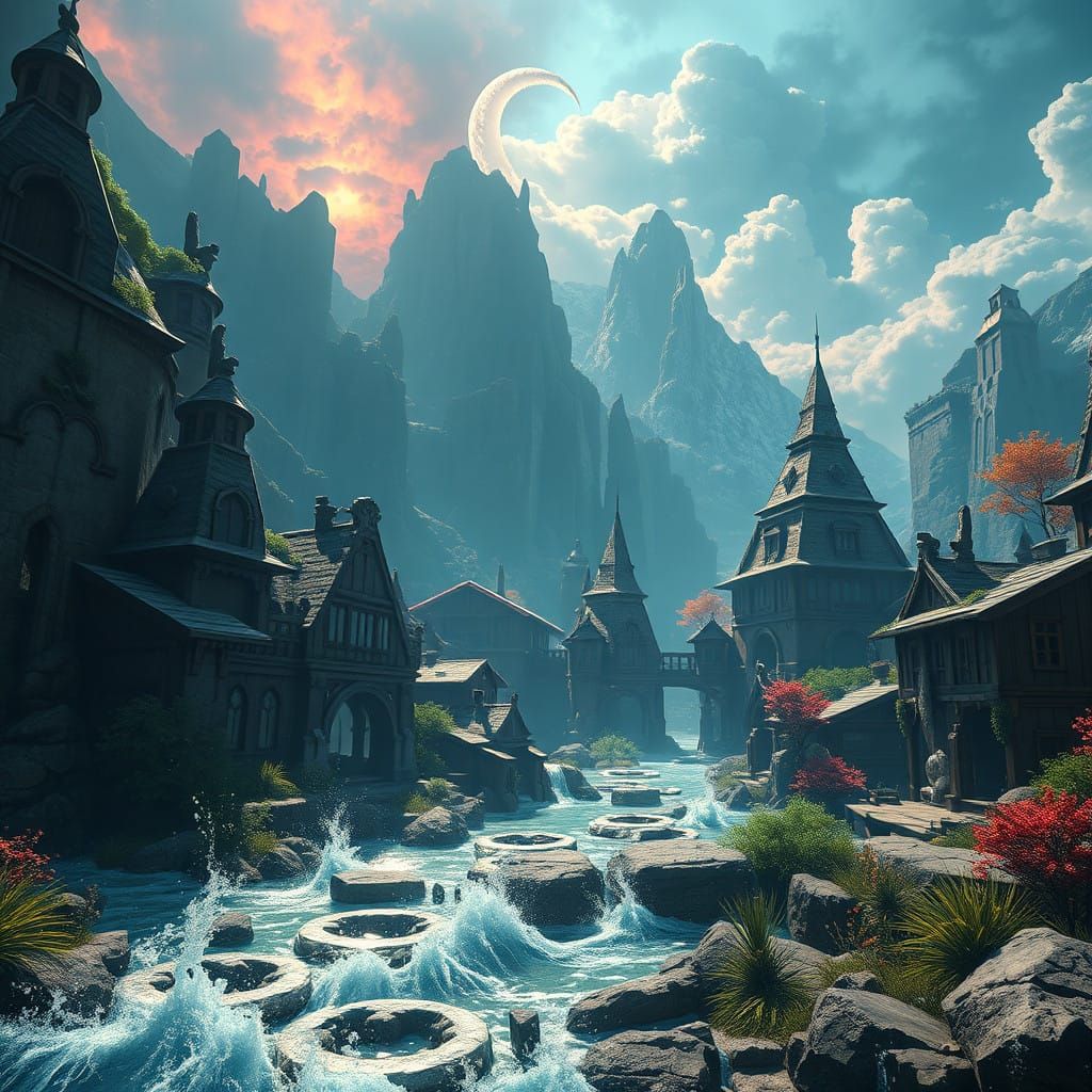 Fantastical Fantasy Realm in Deep, Vibrant Colors