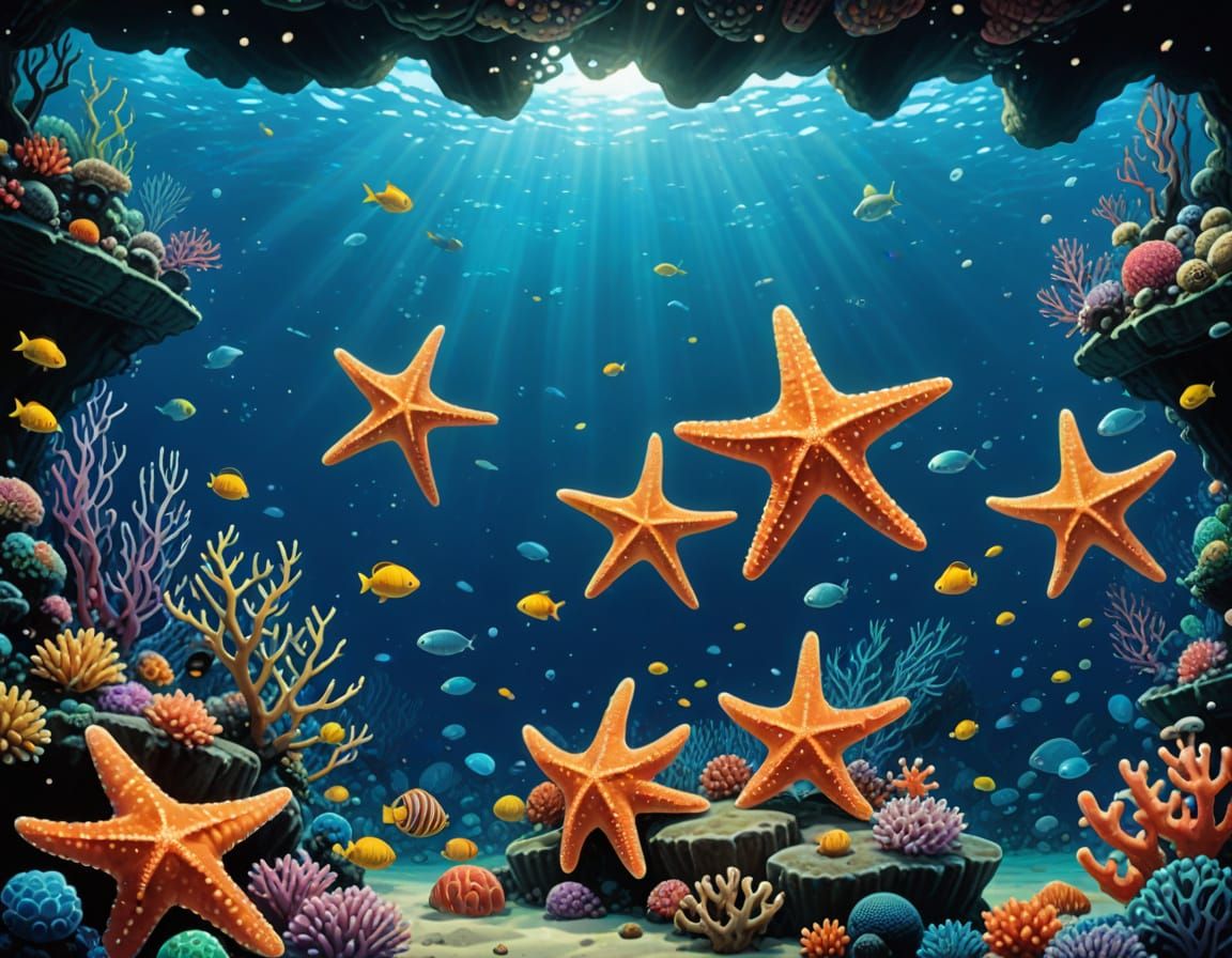 Studio Ghibli Starfish Underwater Scene