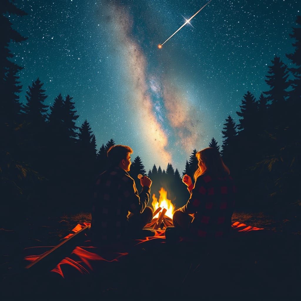 Romantic Campfire Under the Stars