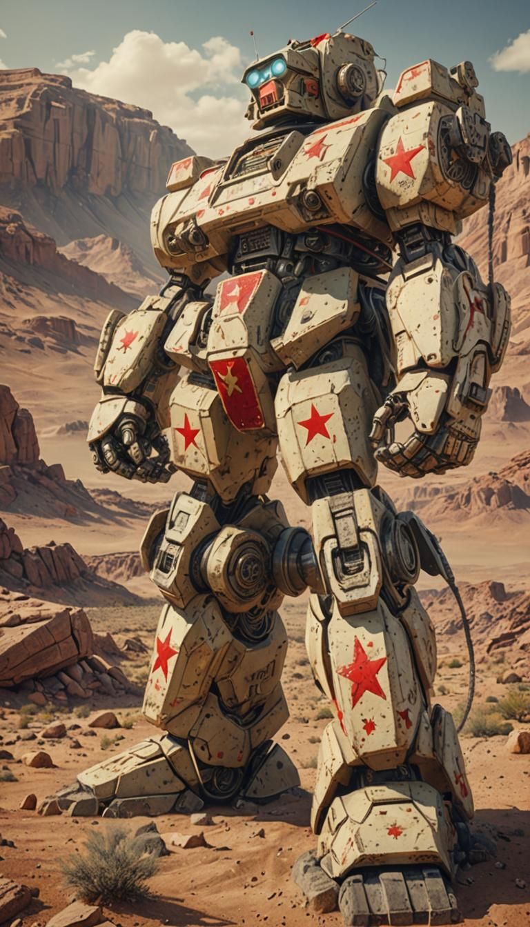 Soviet War Robot in 1980s Style