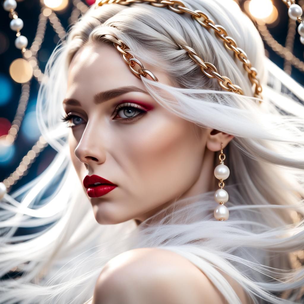 Ethereal Slavic Woman with Pearl Earring: Hyperrealistic Dre...