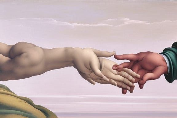Michelangelo's Creation of Adam: Oil Painting