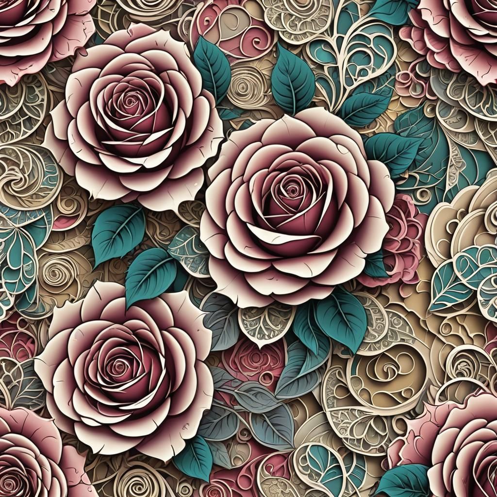 Abstract Rose Wall Art with Vivid Colors