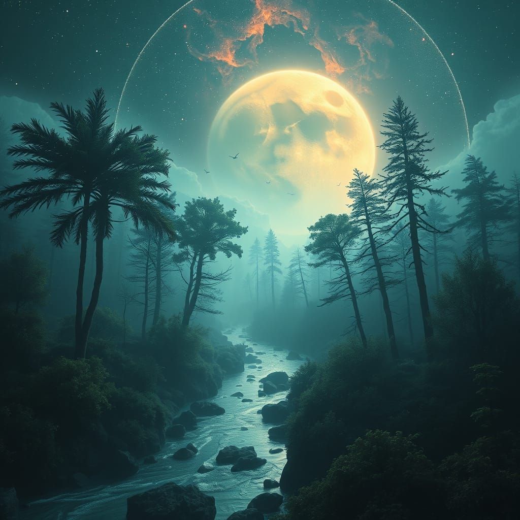 Surreal Biolab Horror Landscape in Astral Illustration