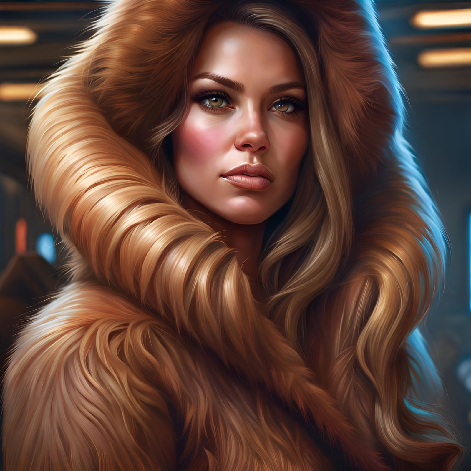Gorgeous Woman in Wookiee Fur Suit Portrait