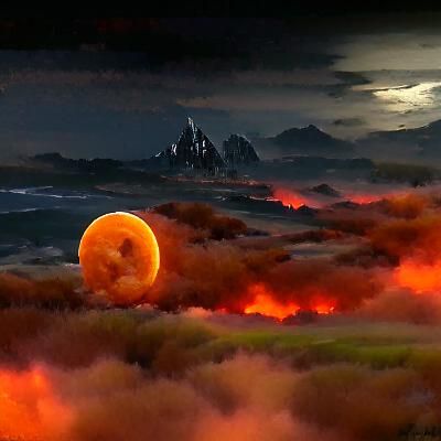 Epic Fire Moon on the Horizon
