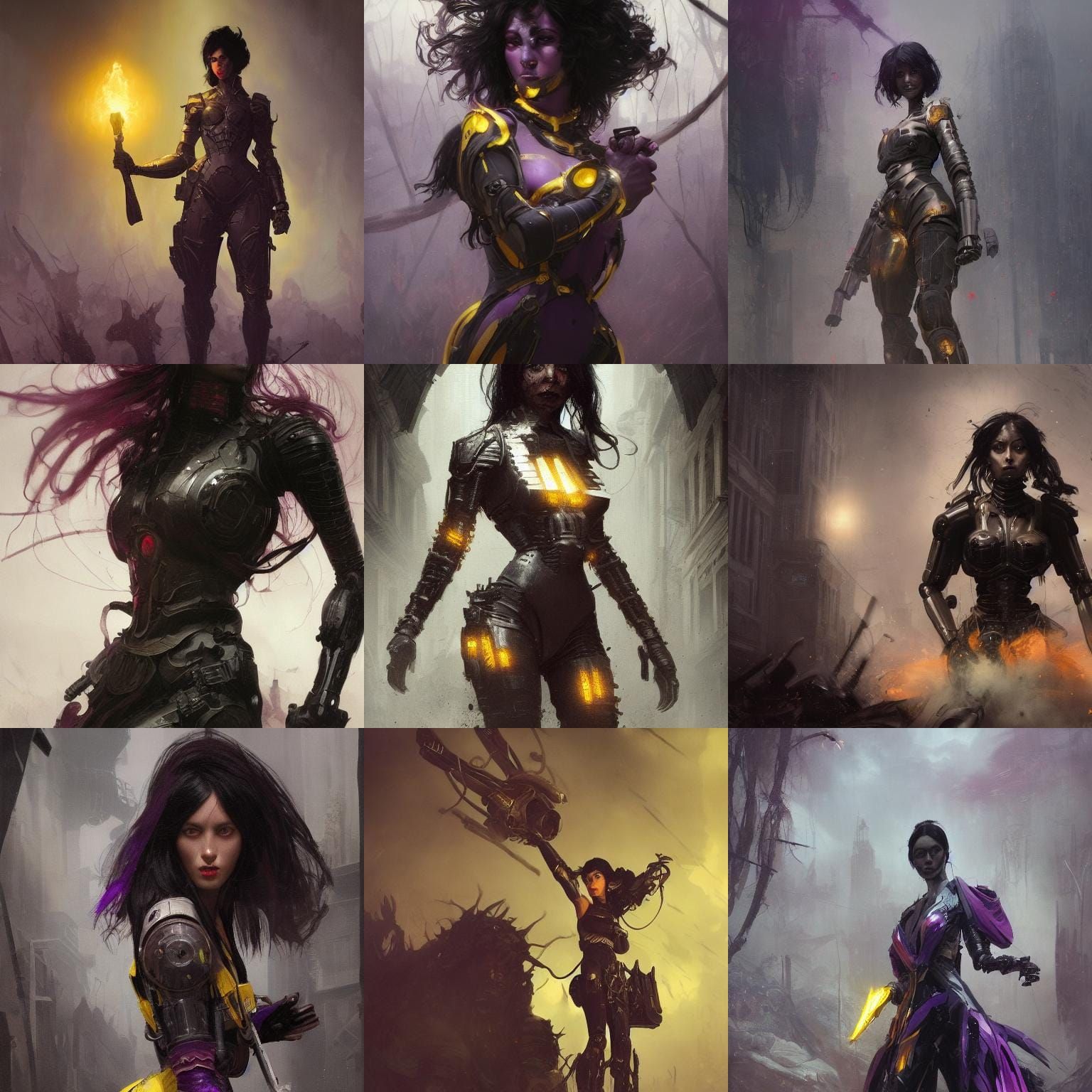 Militant Robot Woman in Dark Fantasy Style