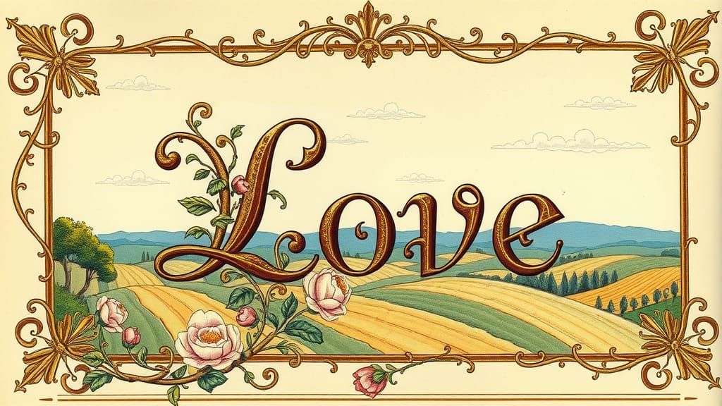 Medieval Manuscript Illumination of Love in Blackletter