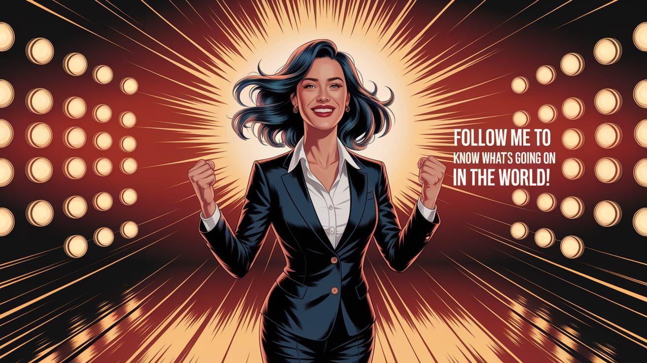 Confident Dark-Haired Woman Celebrates Achievement in Vibran...