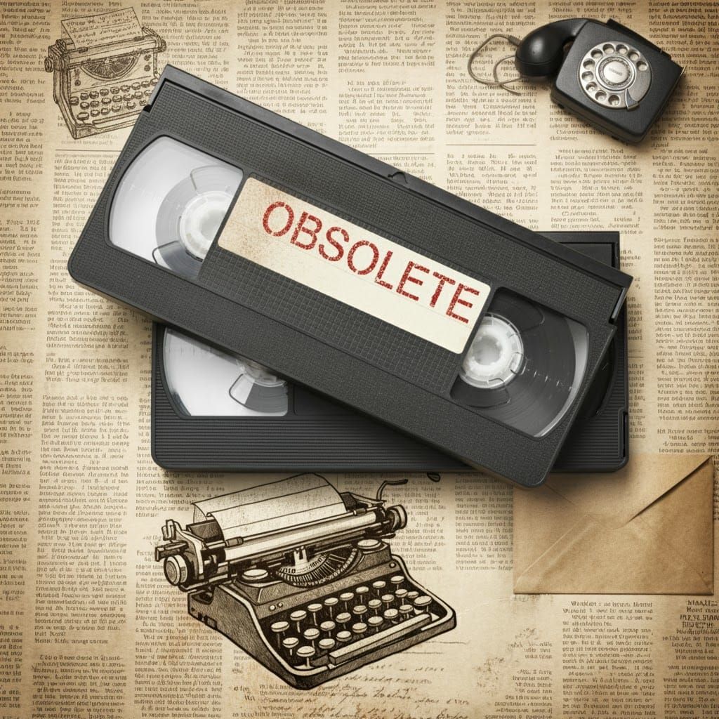 VHS Tape and Newspaper: A Study in Obsolete Tech