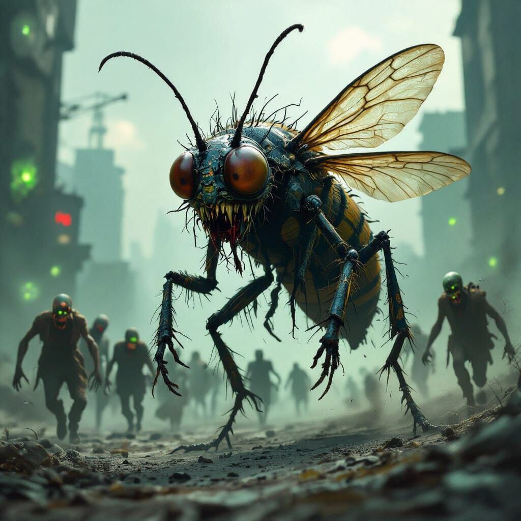Mad Scientist Bug Monster Leads Zombie Insect Army