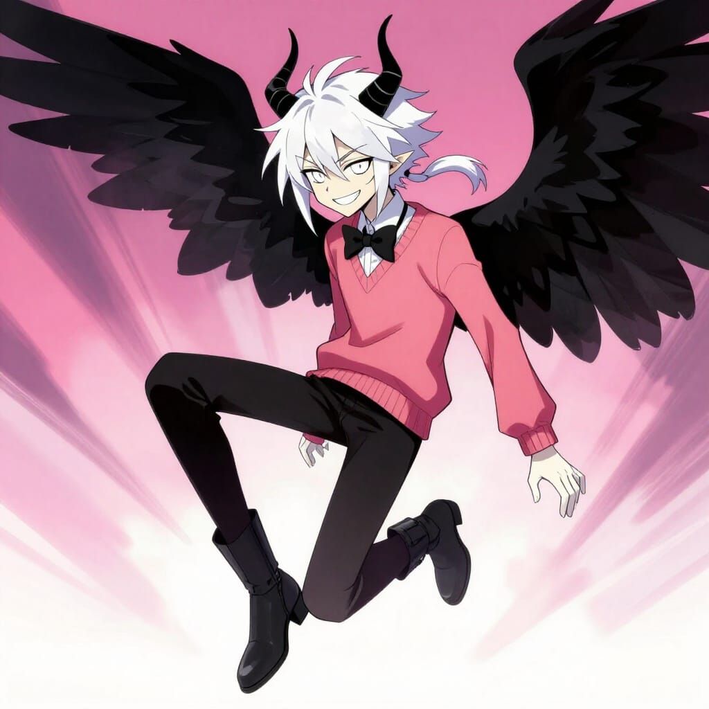 Selever Flipping Off with Mischievous Smile Anime Style