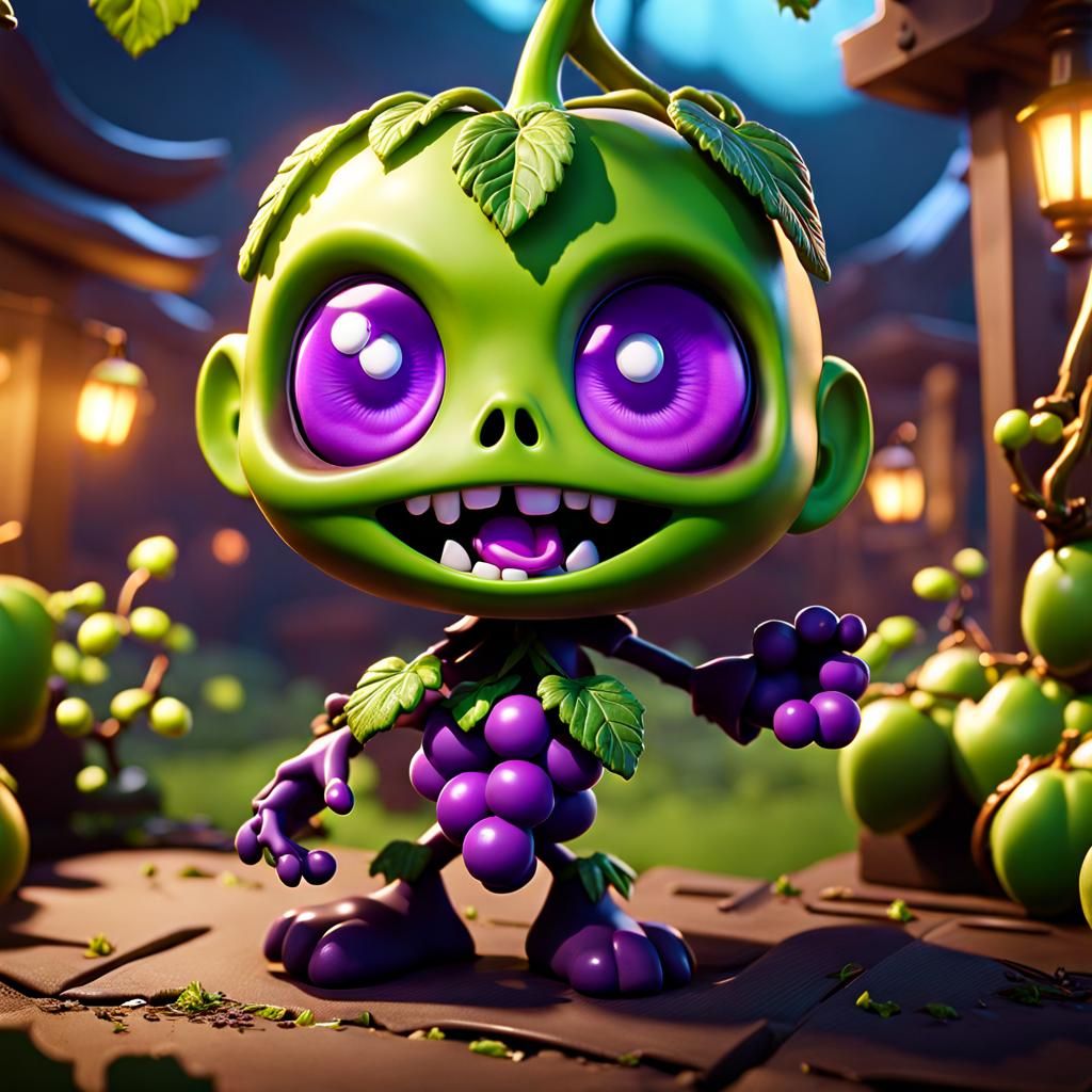 Chibi Zombie Grape Vine in Digital Art Style