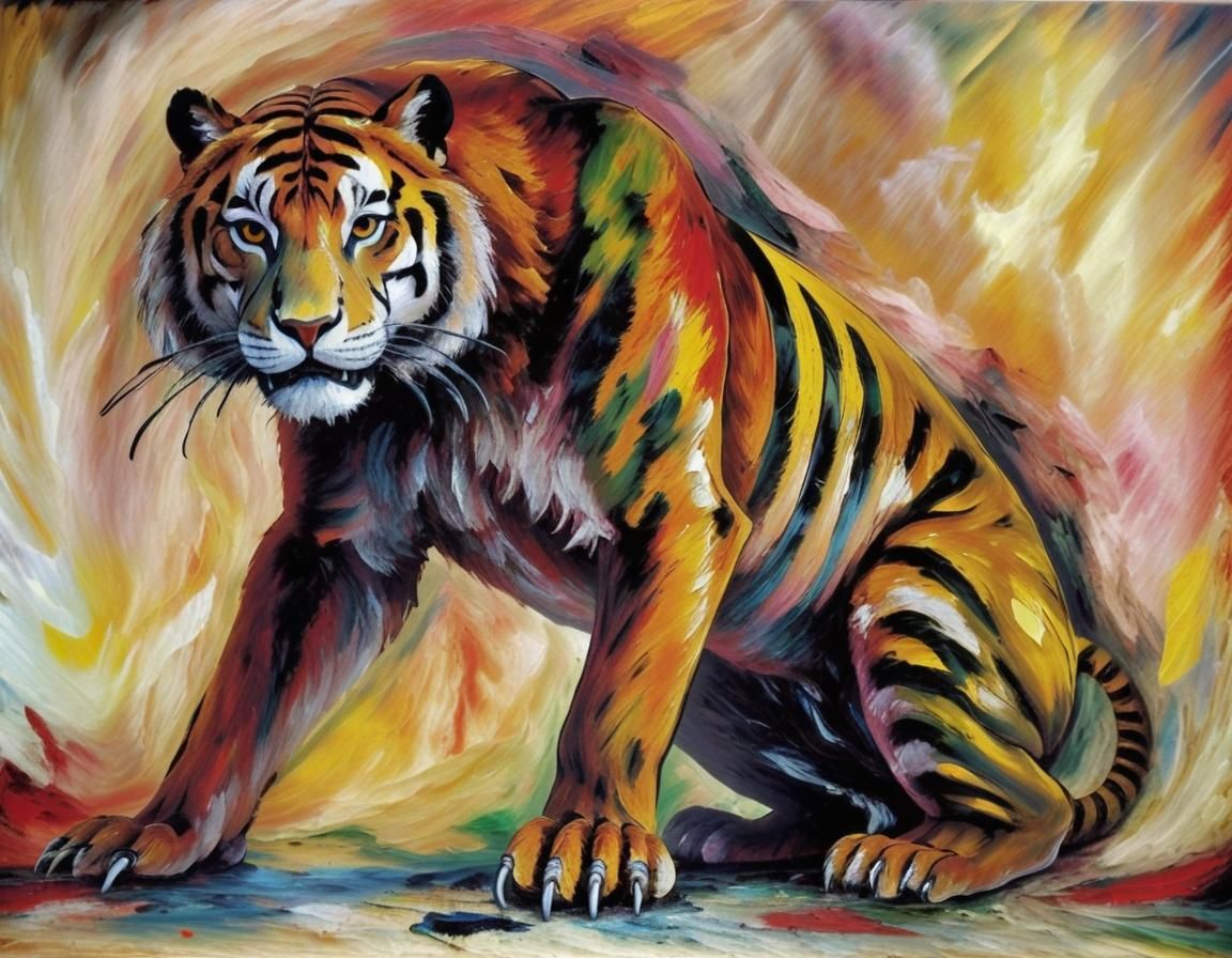 Expressionist Tiger Painting: Roaring with Color