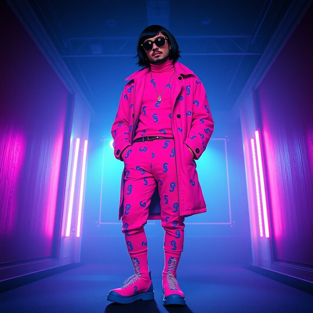 Cyberpunk Cornelius Cummings in Neon Fashion Editorial