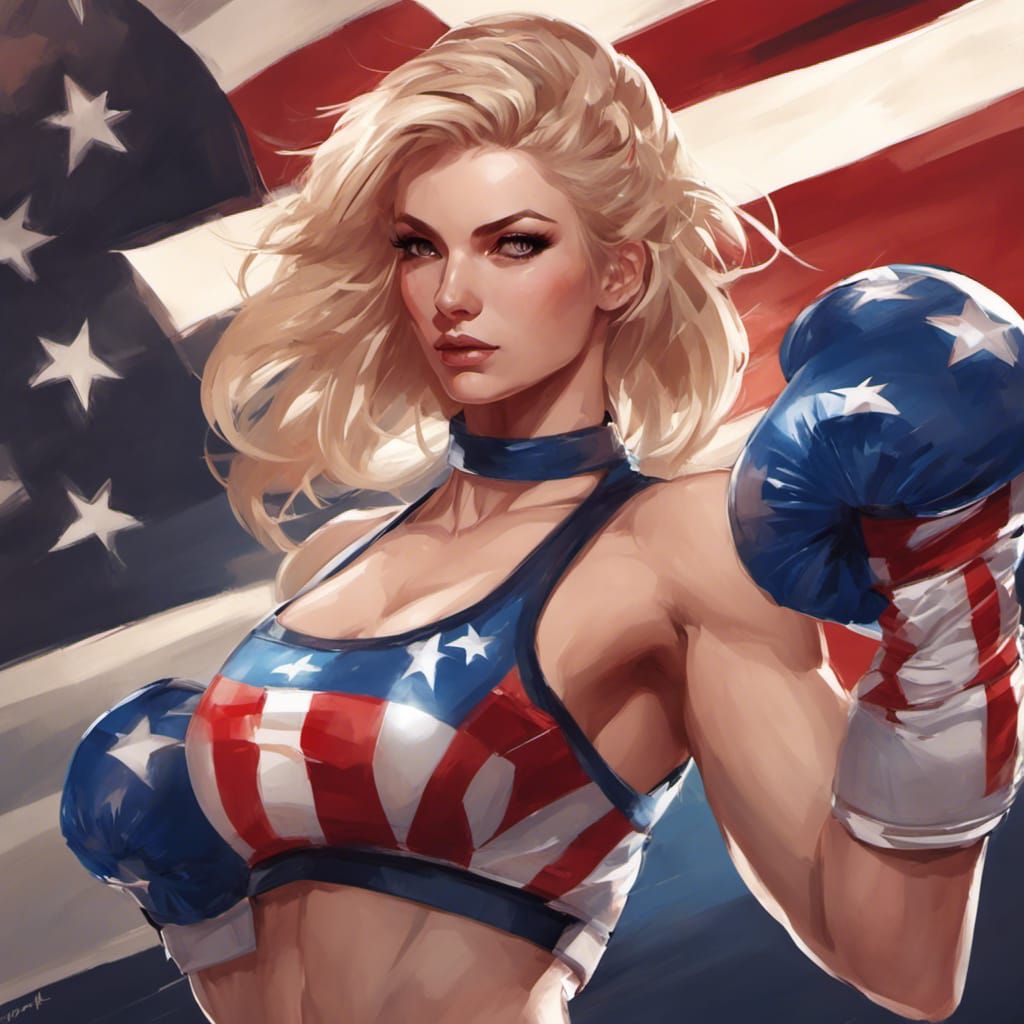 Stars and Stripes Female Boxer Illustration